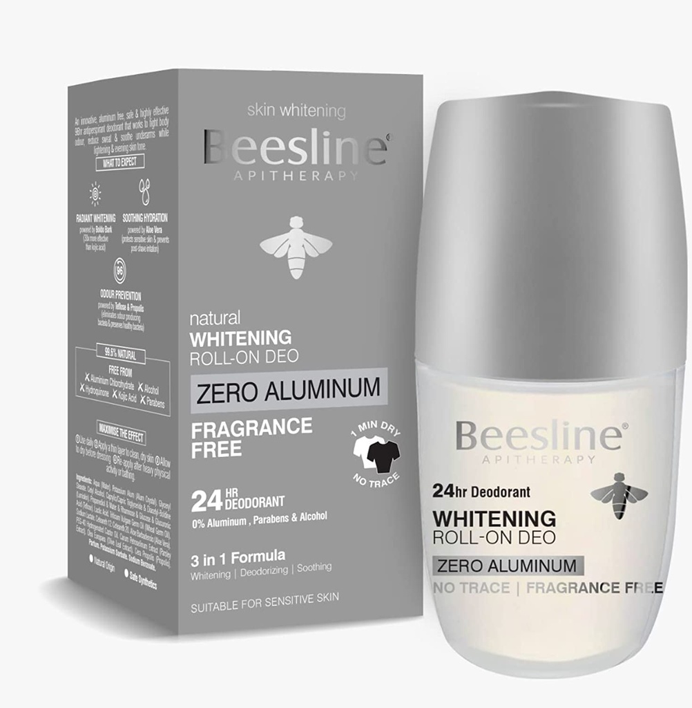 BEESLINE DEO.ZERO ALUMINUM FRAGRANCE FREE WHITENING 48H ROLL ON 70M