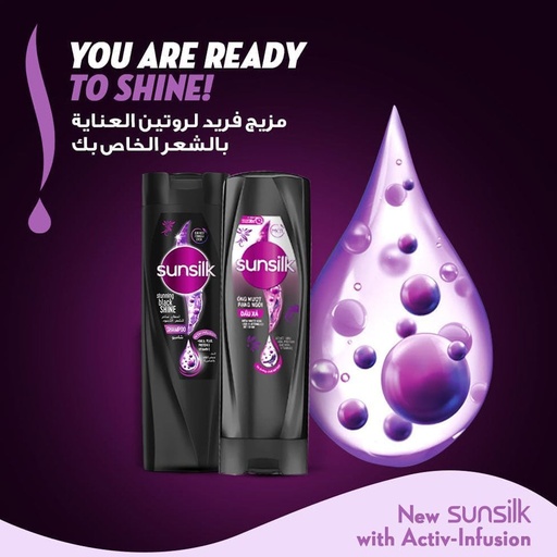 [P02010] صانسيلك شامبو لمعان ساحر للشعر الاسود 350مل